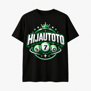Baju Permainan Angka Hijautoto warna hitam dengan desain grafis hijau dan putih