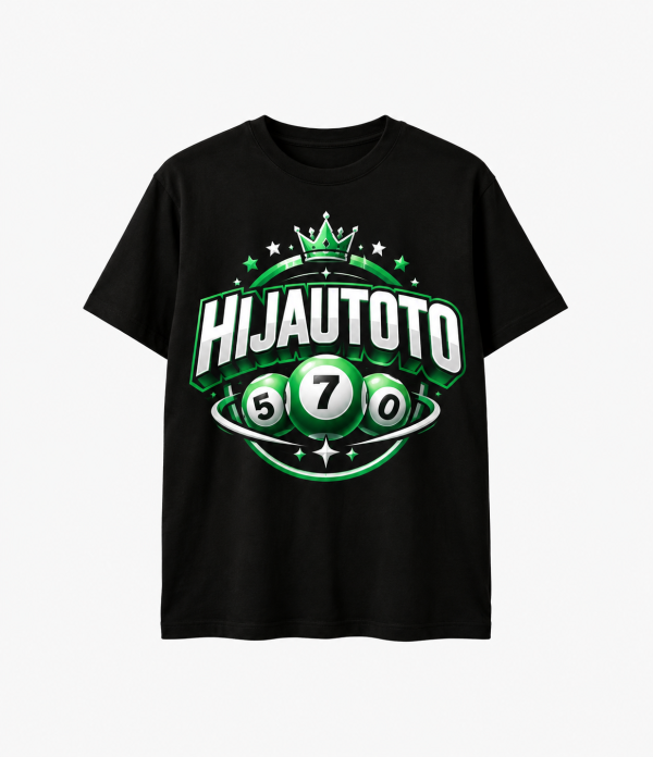 Baju Permainan Angka Hijautoto warna hitam dengan desain grafis hijau dan putih